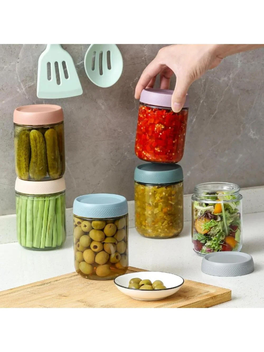 6-Pack 16oz Glass Overnight Oats Containers with Airtight Lids & Wide Mouth Jars